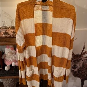 Dreamers Mustard and White Striped Cardigan